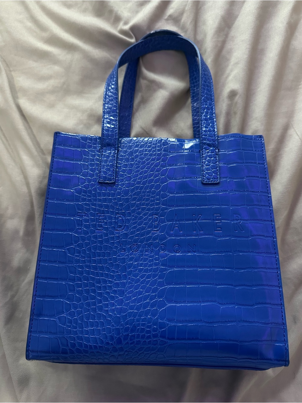 Ted Baker Electric Blue Croc-Embossed Tote